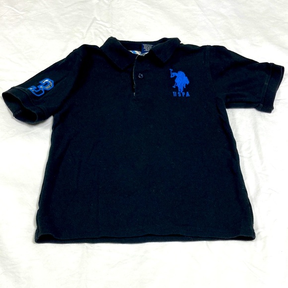 US Polo Association boys black short sleeve polo shirt size 7 - Picture 1 of 4